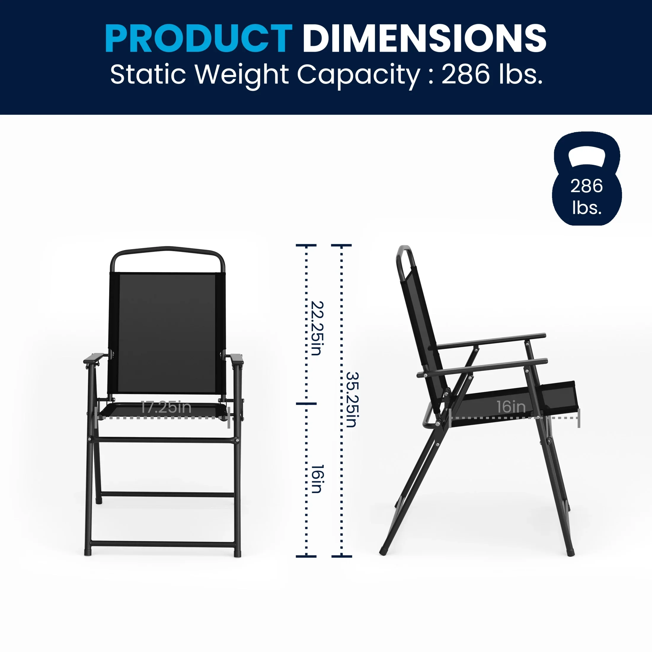 Flash Furniture Nantucket 6 Piece Black Patio Garden Set with Umbrella Table and Set of 4 Folding Chairs