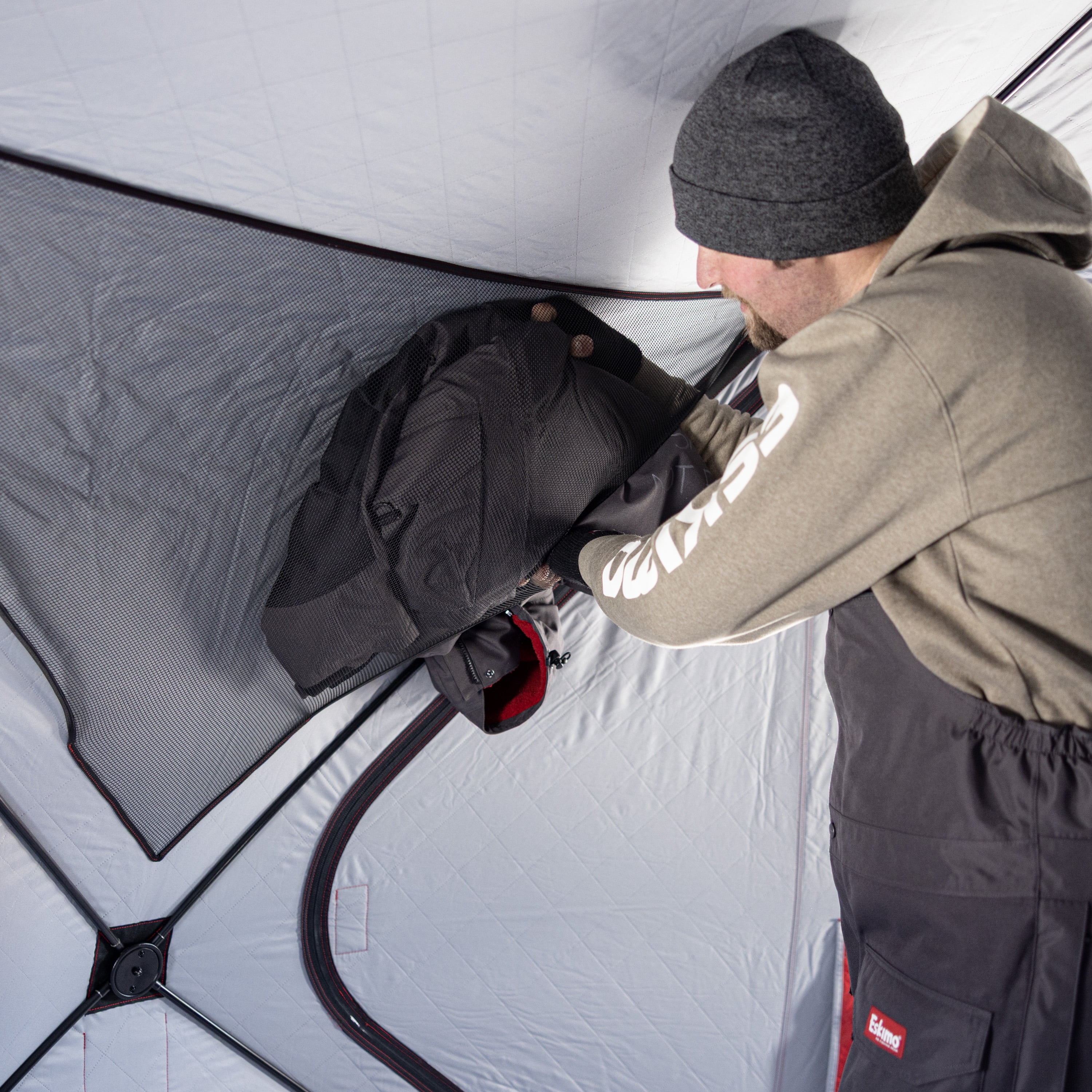 Outbreak 450XDP, Pop-Up Portable Ice Fishing Shelter, 4-5 Person, Red/Black, 50450 - Image 10