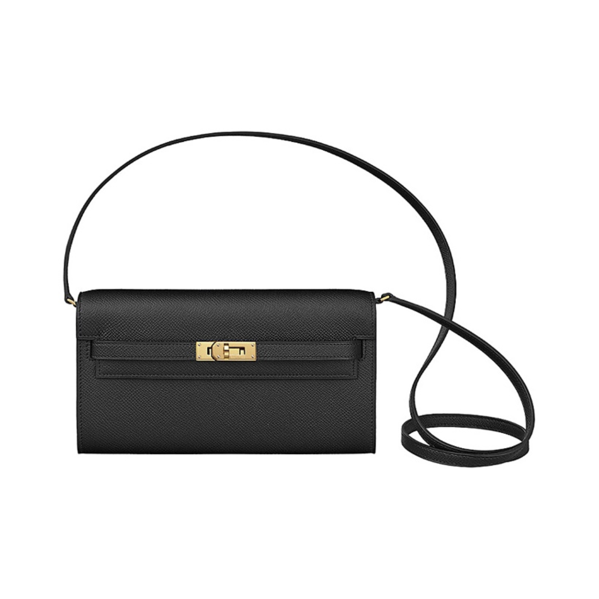 HERMES Kelly Long To Go シルバーバックル エプソムレザー 財布 ハンドバッグ ショルダーバッグ 通常サイズ レディース