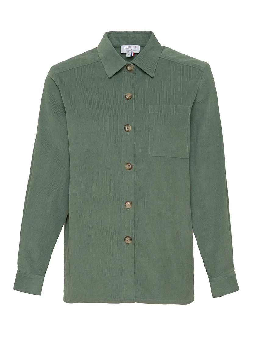Surchemise femme en coton vert mousse