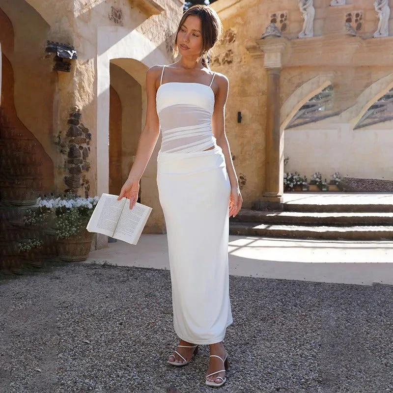 Sophie Paris | Robe longue à bretelles fines et fente
