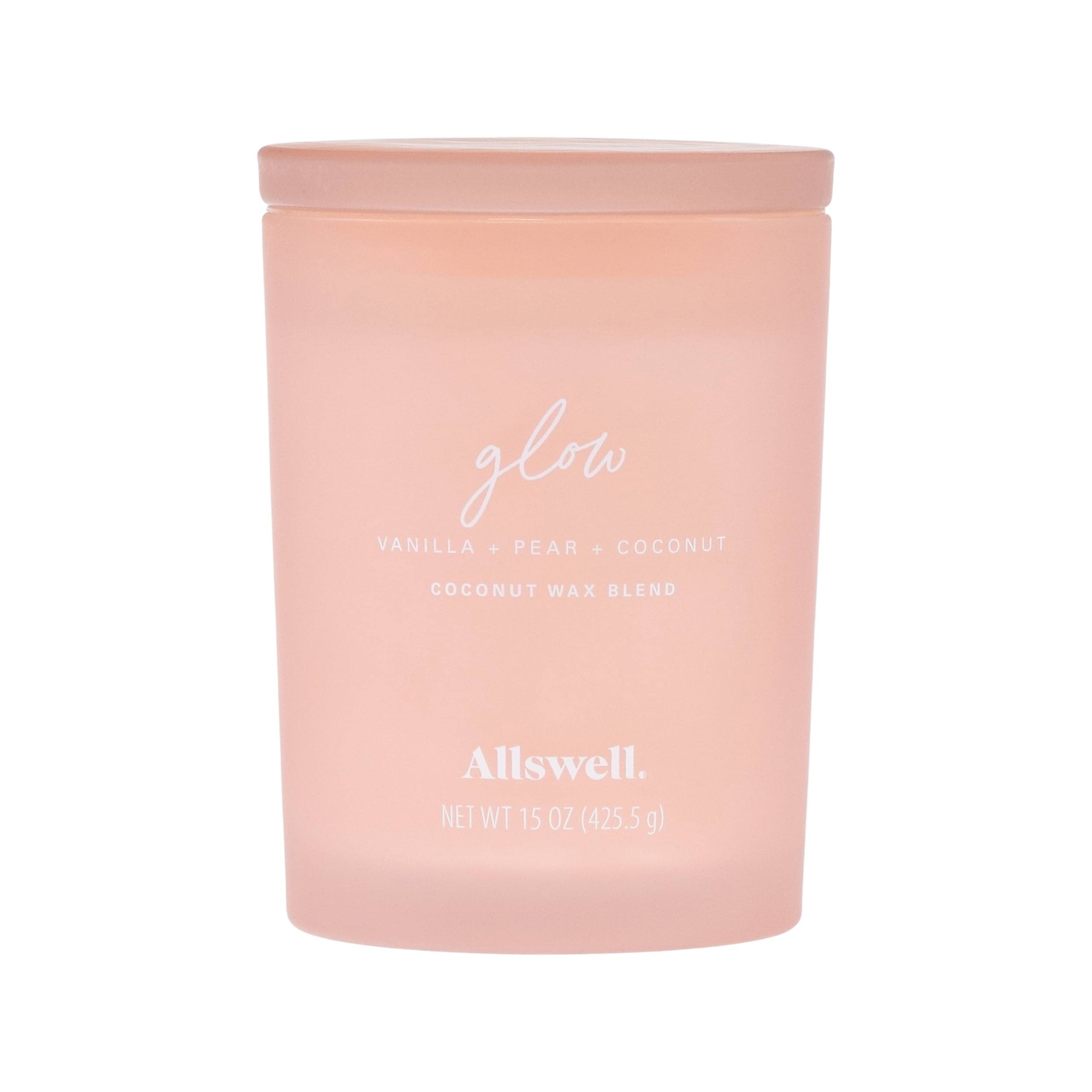 Allswell | Glow - Pink (Vanilla + Pear + Coconut) 15oz Scented 2-Wick Spa Candle, Size: 15 fl oz