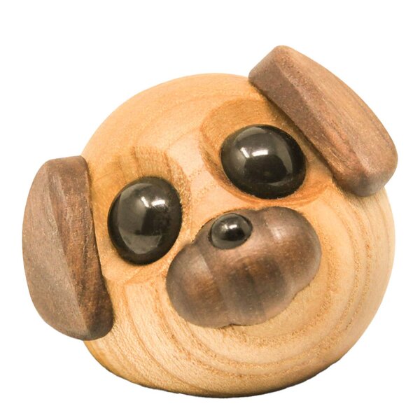 Molly hund trefigur 5 cm ask/valnøtt