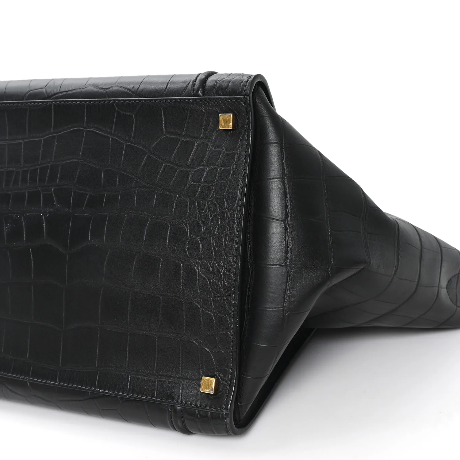 Crocodile Embossed Calfskin Medium Phantom Luggage Black