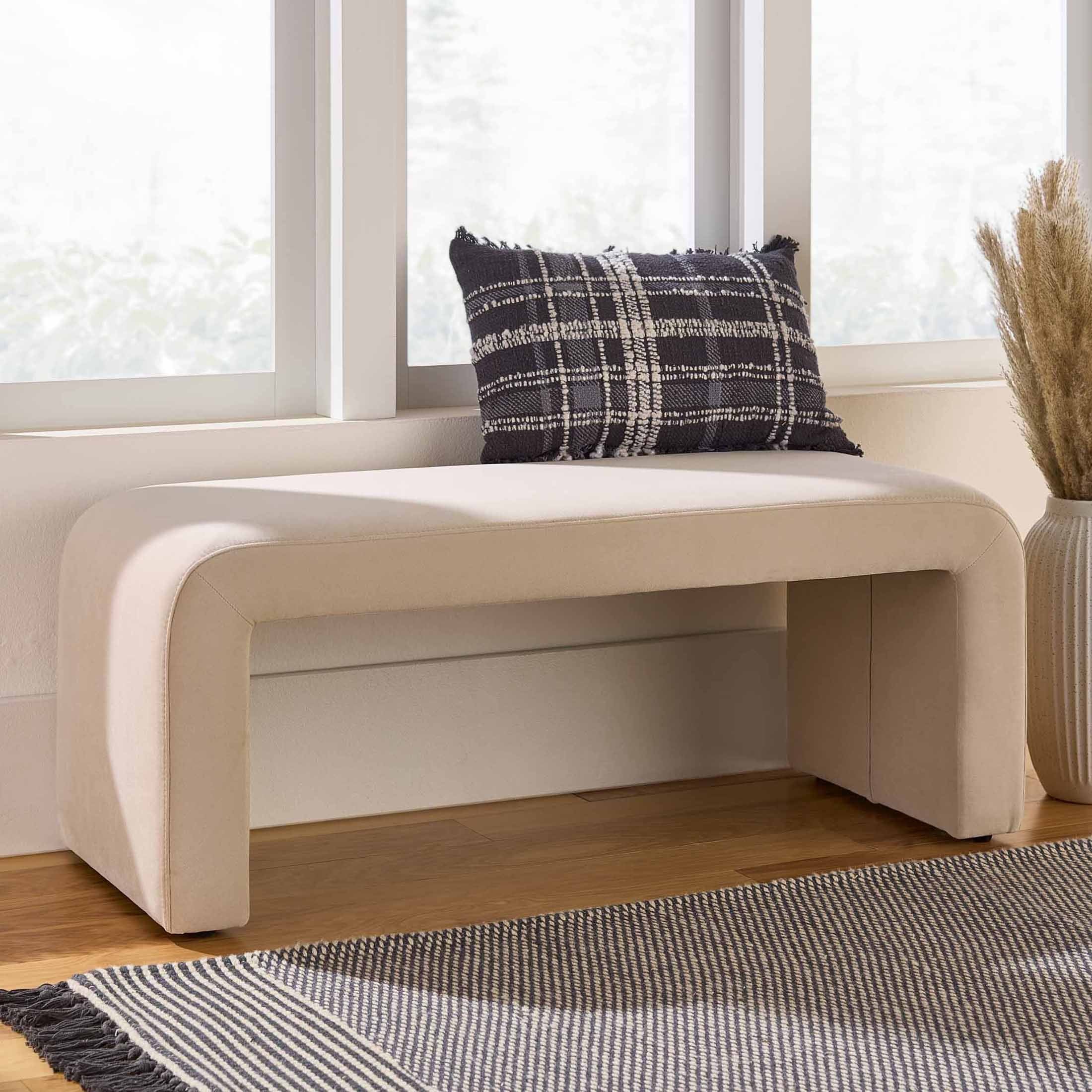 Better Homes & Gardens Juliet Velvet Waterfall Bench, Beige