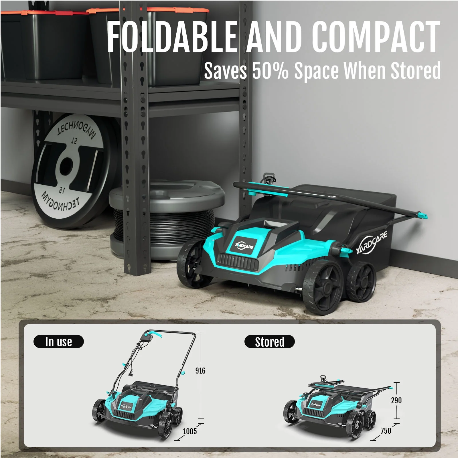 2-in-1 Scarifier and Dethatcher �C Deep Soil Revitalization with High-Torque Motor, Adjustable Depth Control, Dual Safety Switch Removable 10.5-Gallon Thatch Bag - Image 4