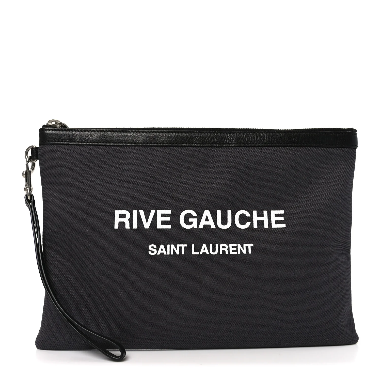 Linen Canvas Rive Gauche Zipped Pouch Black