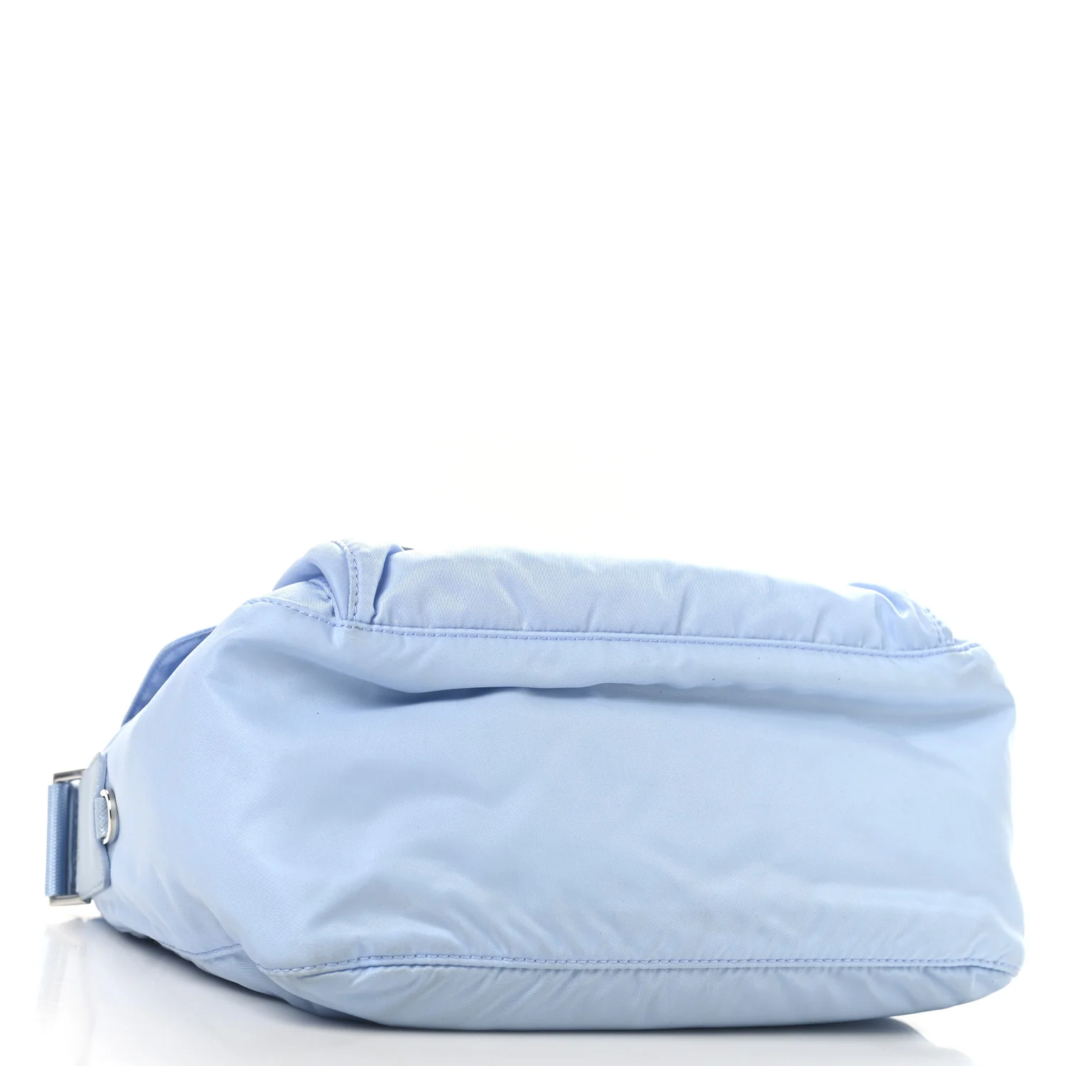 Re-Nylon Vela Saffiano Pocket Double Buckle Messenger Shoulder Bag Celeste