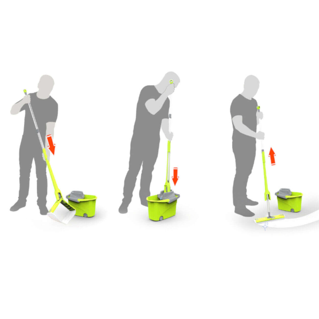 Seau Wash Easy à roulettes Paul Masquin vert et gris