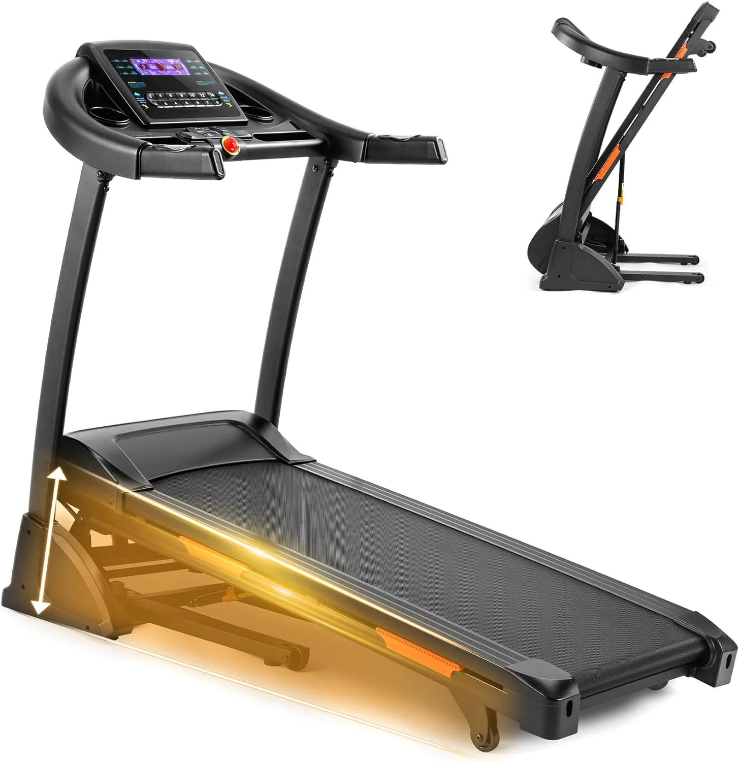 3.5HP Folding Treadmill, 300lb Capacity, 15 Levels Auto Incline Treadmills for Home Running and Walking Max 10MPH Speed Foldable EleTreadmill Running Machine with APP Bluetooth - Image 8