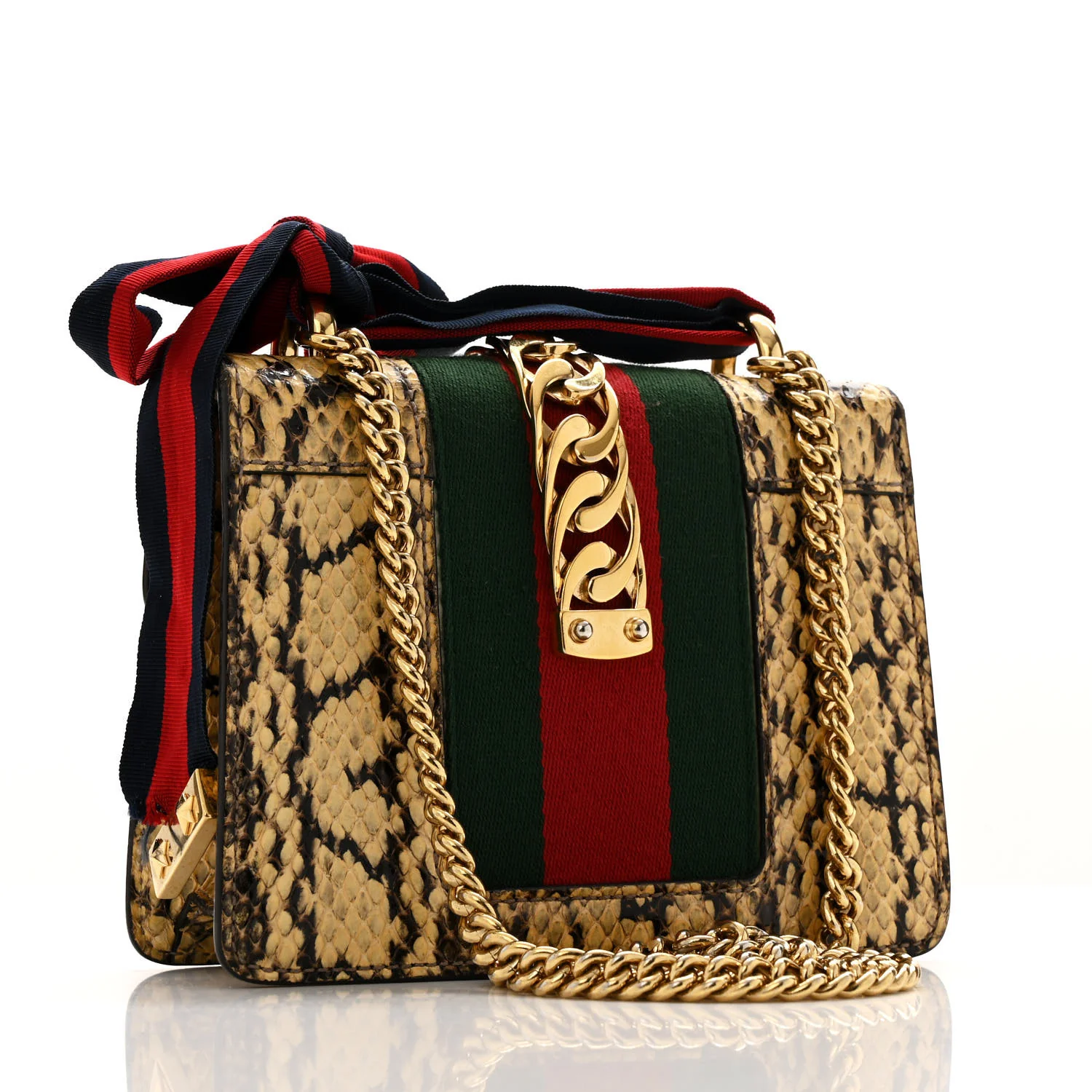 Snakeskin Mini Sylvie Chain Shoulder Bag Roccia