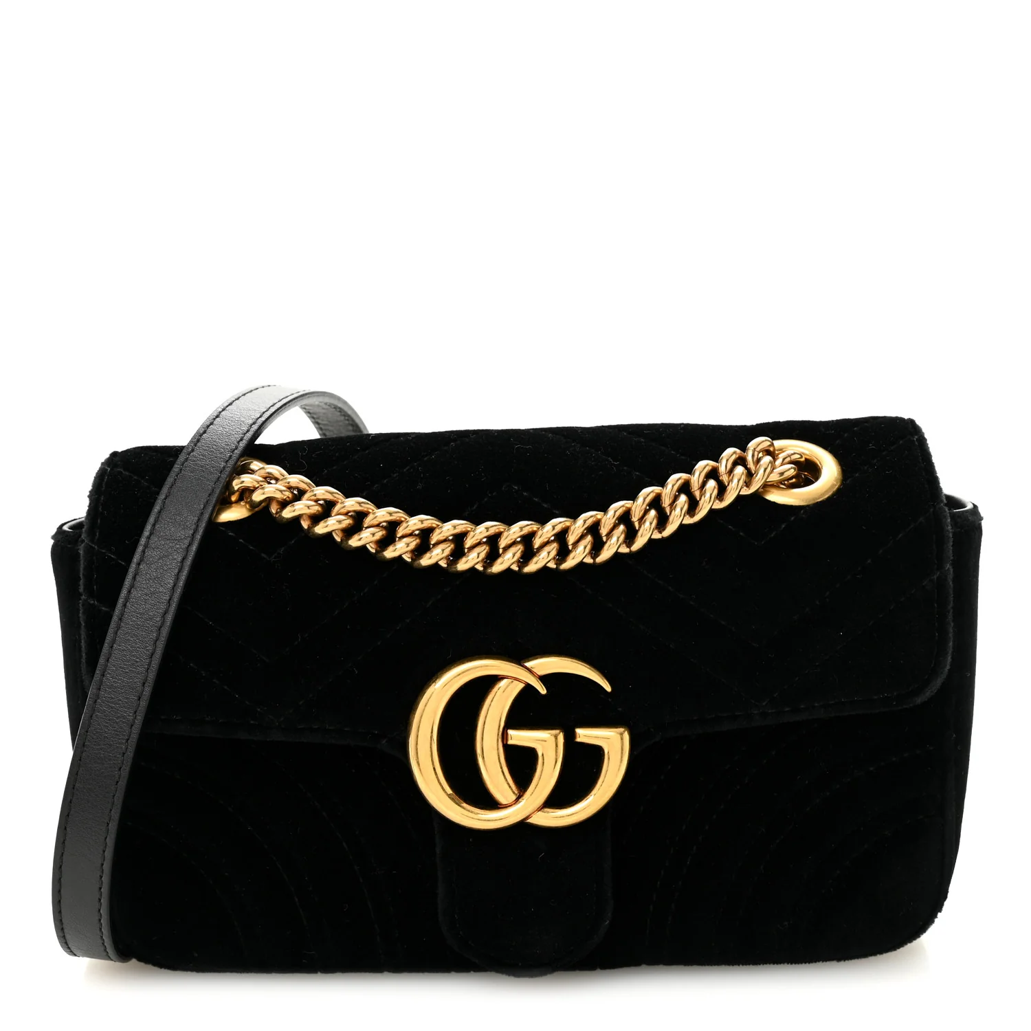 Velvet Matelasse Mini GG Marmont Shoulder Bag Black
